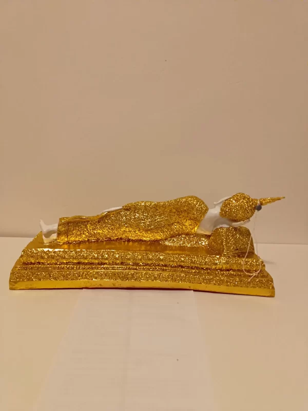 bb100015 hvid liggende buddha med guld