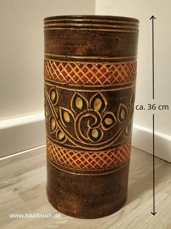 bb100115-2 Thailandsk gulvkrukke med blomstermotiv - mørk brun