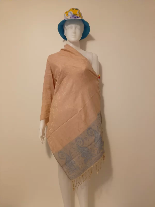 bb100205 Mønstret imiteret cashmere stof med frynser, der kan bruges f.eks. som sjal, tørklæde oa. Style 05