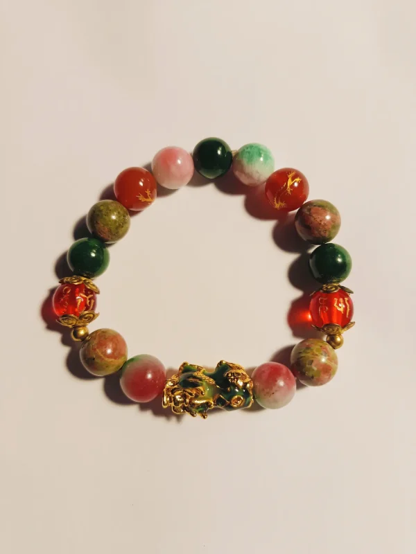 bb100232 - Armbånd med blandede perler og farveskiftende Pixiu