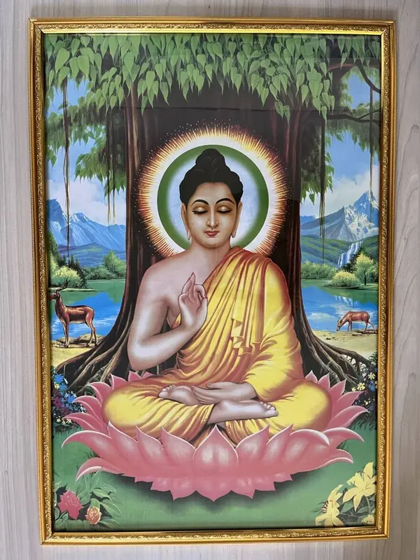 bb102037 Plakat med mediterende Buddha i gult klæde bb102037 Plakat med mediterende Buddha i gult klæde