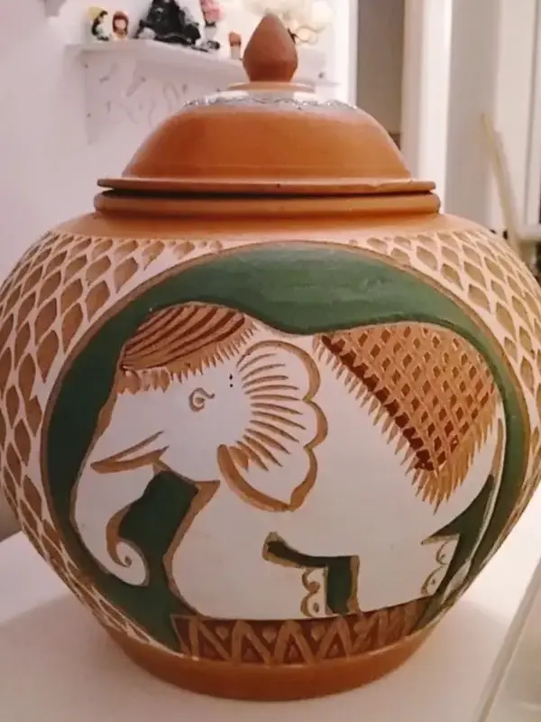 XXL krukke med låg med elefant